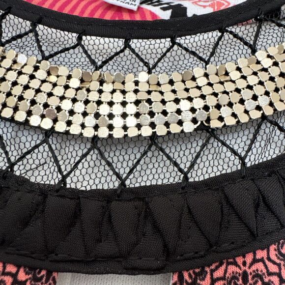 Women’s Liquid Knit Dress Embellished Multicolor Long Sleeveless Geometric Sz L - Picture 7 of 16